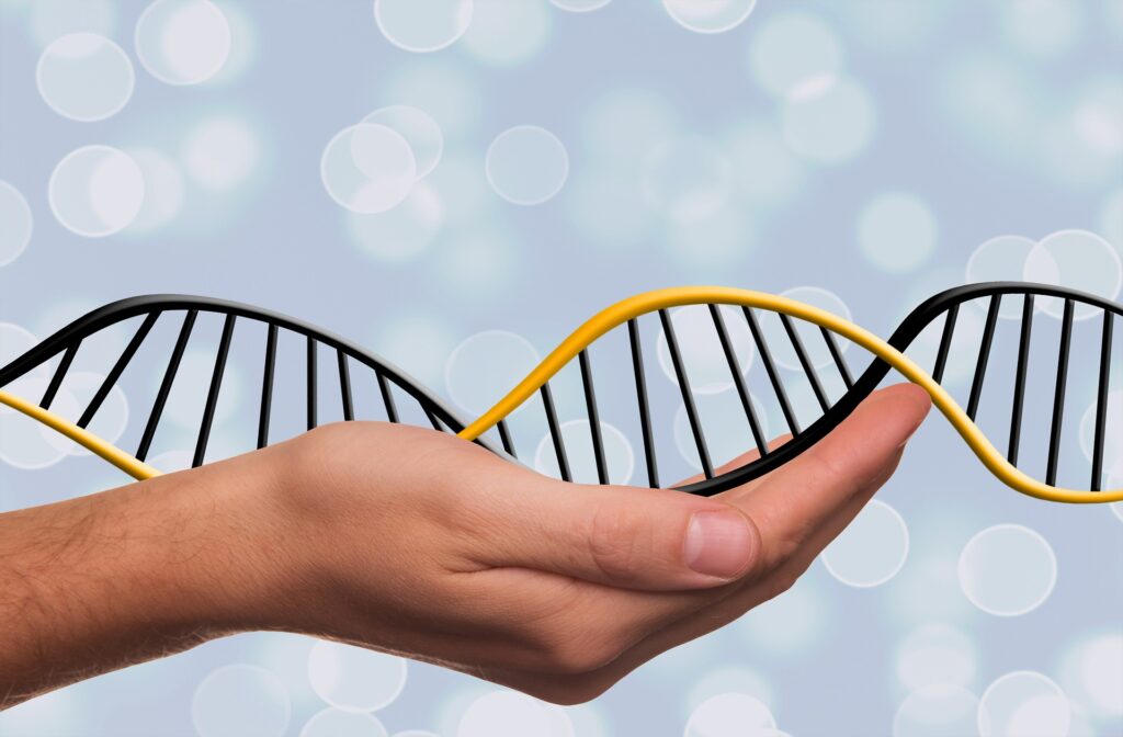 image of double strand of DNA, which is a basic structure of plasmids or related non-viral DNA vectors